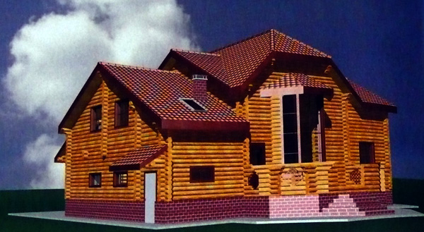 Дом из оцилиндрованного бревна сибирской лиственницы
