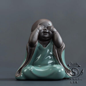 Фігурка чайна маленький чернець, маленький Будда "Нічого не бачу"