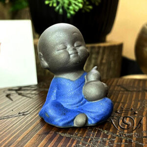Фігурка чайна маленький чернець, маленький Будда, керамічна фігурка, чашень синього кольору