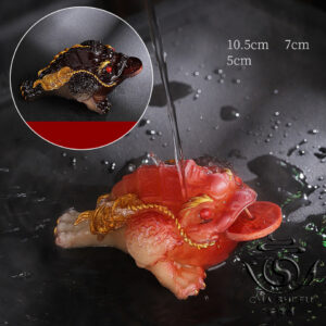 Фігурка чайна (Ча Шень) Трилапа Червона Жаба, що змінює колір